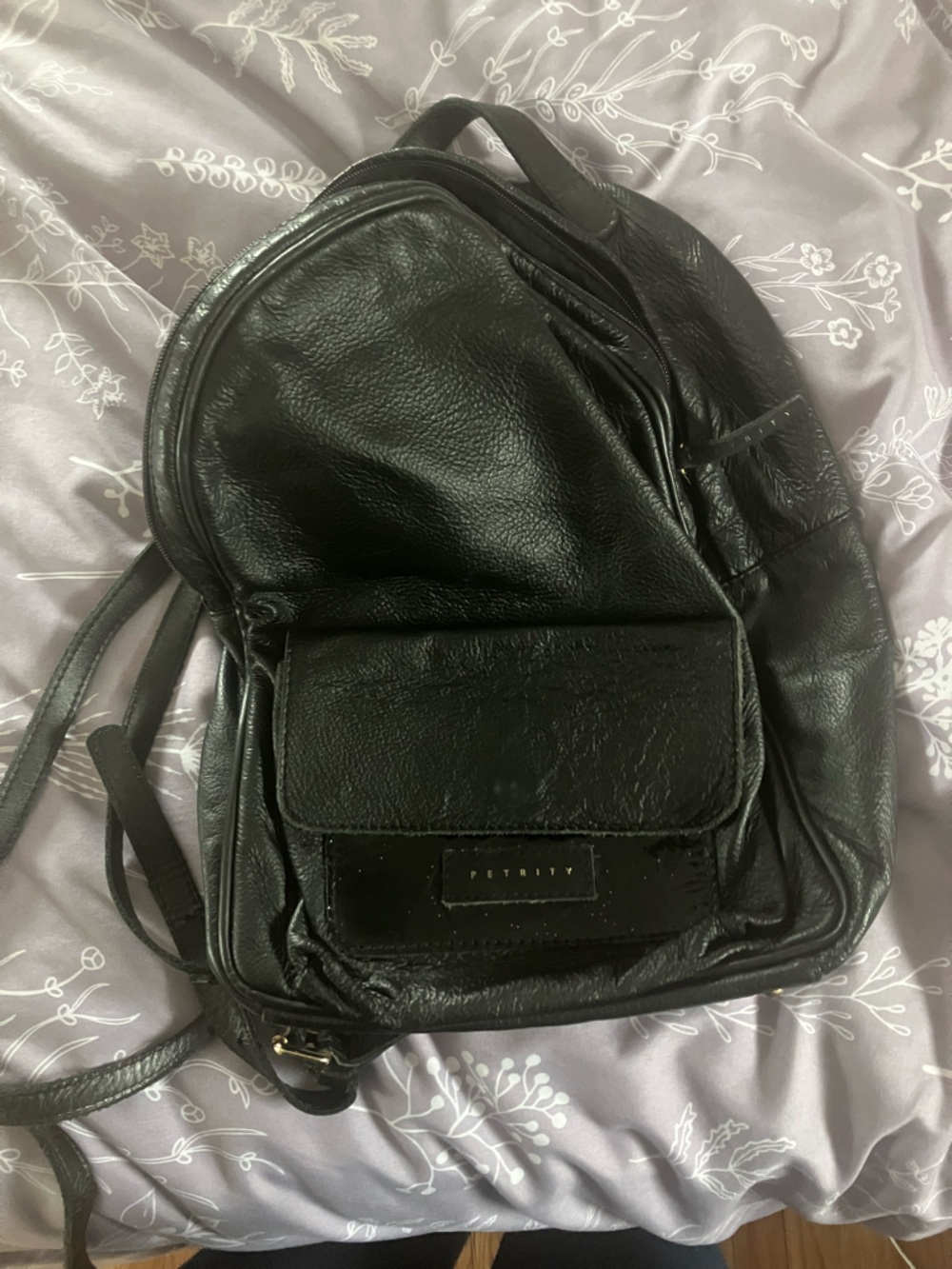 Black Women’s Leather Backpack by